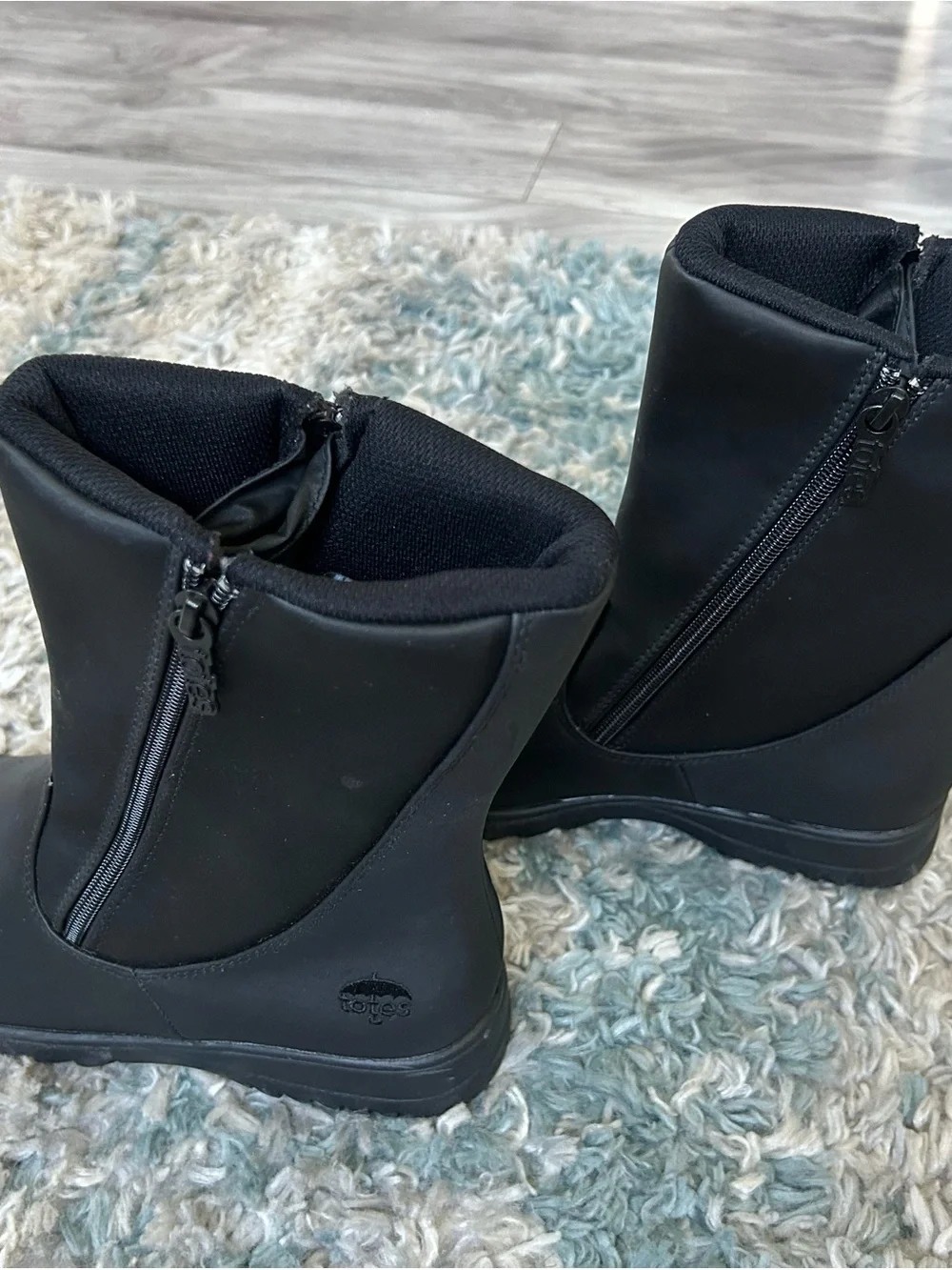 Totes Gina Waterproof Black Women's Insulated Rain Boots with Side Zippers